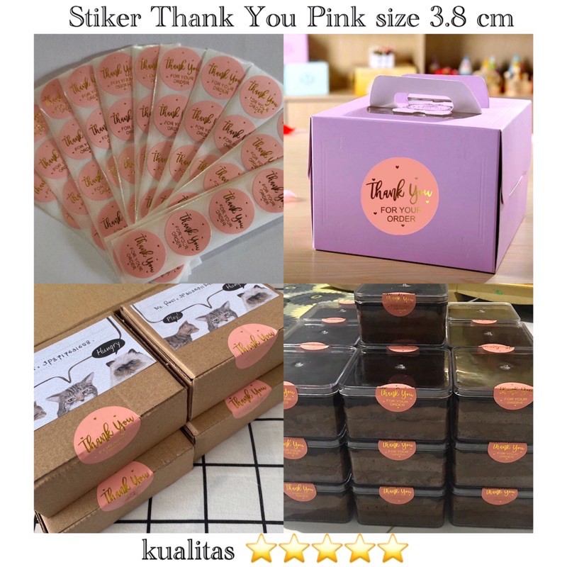 

Stiker Packaging Kotak Kue Thank You ukuran 3,8 cm sticker kotak kue