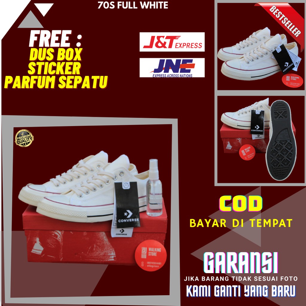 (BISA COD), 100% PREMIUM, SEPATU SNEAKERS CONVERSE 70S PUTIH POLOS, SEPATU CONVERSE 70S PRIA WANITA