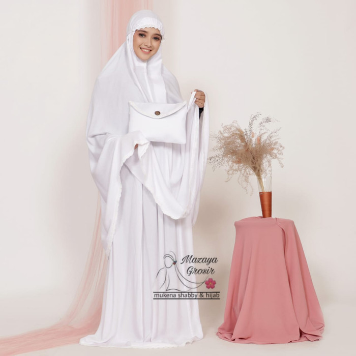 TERLARIS MUKENA RAYON BALI POLOS HITAM RENDA - HITAM