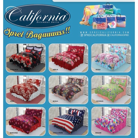 SPREI CALIFORNIA 180x200 MOTIF TERBARU (BISA COD) part 1