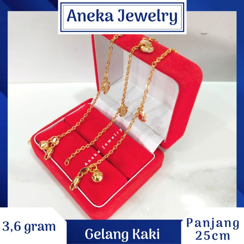 Gelang Kaki Holo Gantung Mata2, Perak 925, Lapis Emas Rosegold