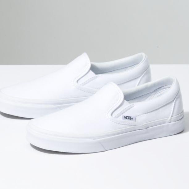 V55N BEST SR Sepatu Slip On  Pria Wanita Full White
