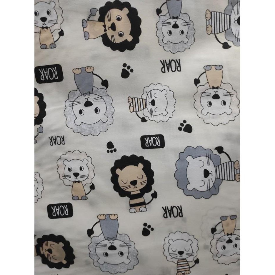 Cotton | Kain Katun Sprei Meteran Motif Karakter Anak Cute Lion Tabur Terbaru Ready Stock