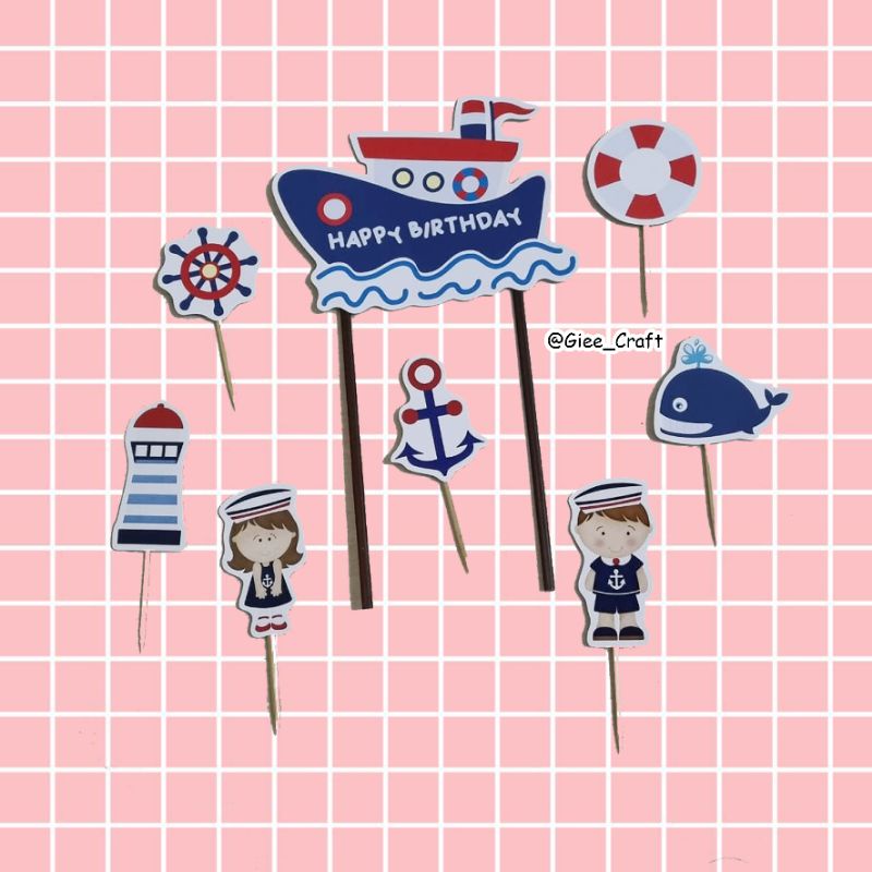 Cake Topper SAILOR / Topper Kue SAILOR / Hiasan Kue SAILOR / SAILOR - PELAUT