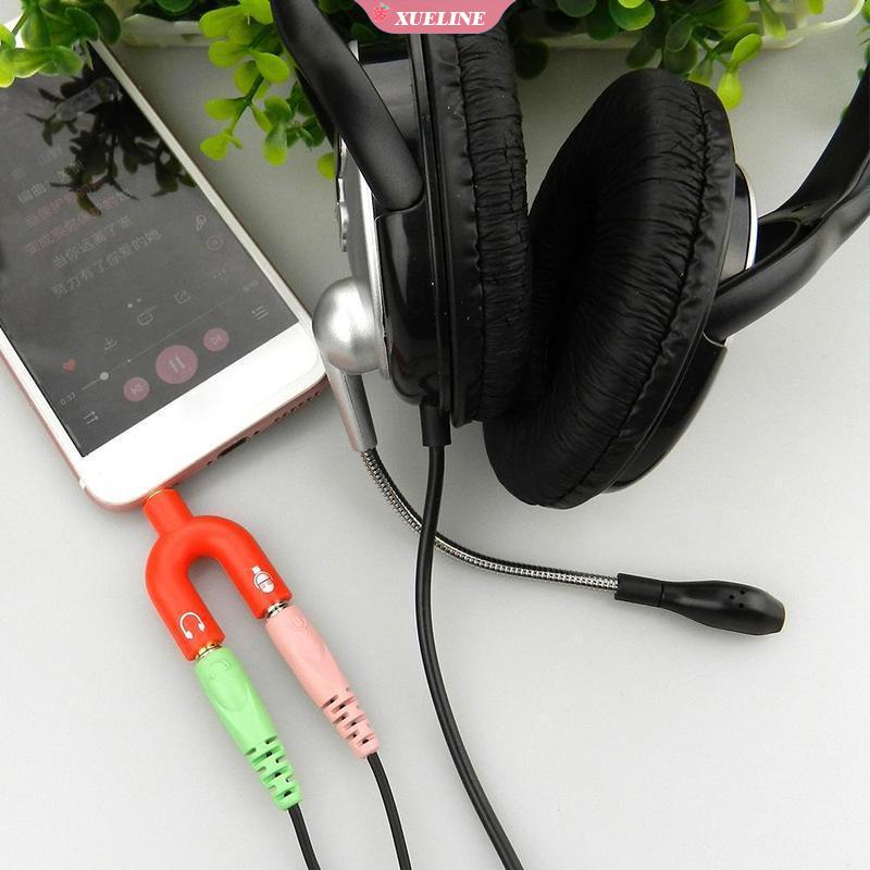 Splitter Audio 3.5mm 2 Arah Bentuk U Untuk Earphone Headphone Speaker Mikrofon Komputer Laptop