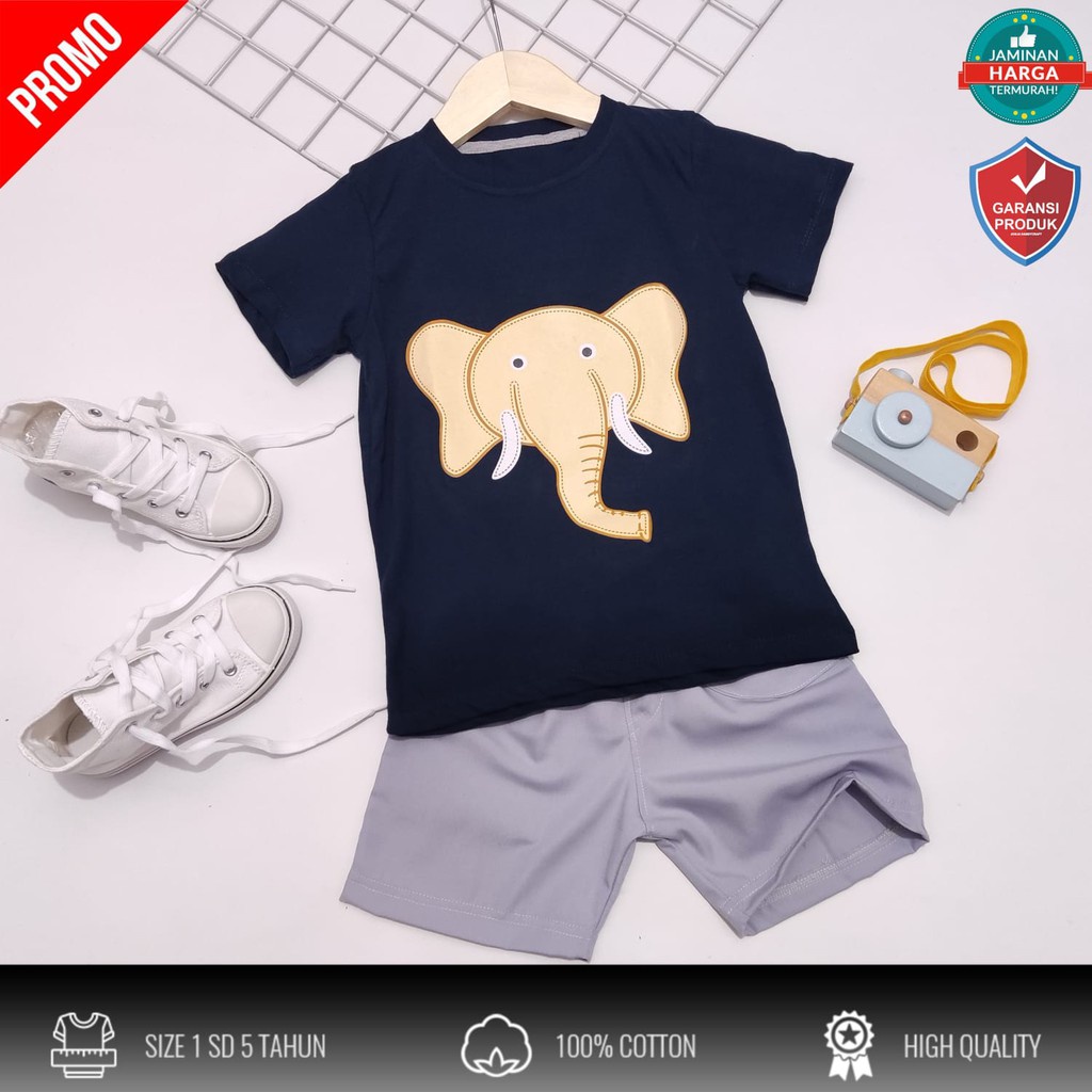 Setelan Kaos Baju Anak Model Kekinian Bahan Katun Umur 1-5 Tahun Balita Laki Laki Peremuan