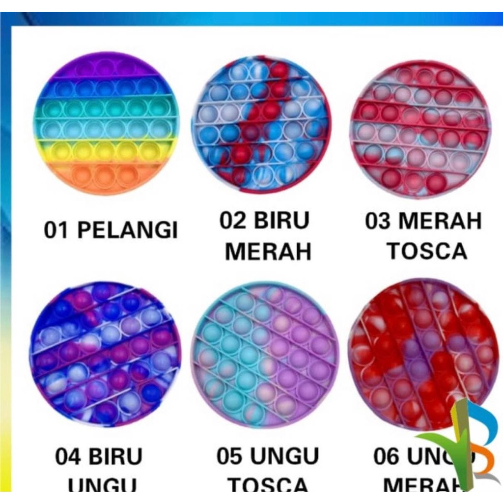 [Buy 1 Get 3] Mainan Pop It Rainbow Free Bebek Helm dan Emoji Dashbord