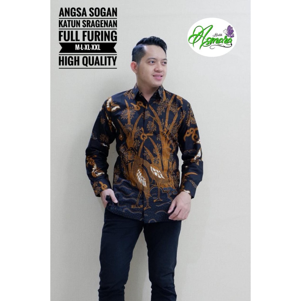 ANGSA SOGAN ASMARA BATIKSOLOAMANAH KEMEJA BAJU BATIK PRIA SOLO LENGAN PANJANG PENDEK LAPIS FURING ATASAN BATIK PREMIUM MODERN KATUN HALUS CIUNG BIRU KEMBANG PAGER BIRU MERAK KAMULYAN BIRU PLENJAK BIRU SANJAYA SASTRO BIRU KEMBANG ASMARA MAJALAYU KERIS EMAS