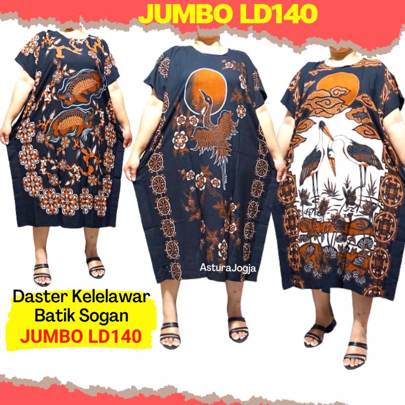 ADE478 Daster Kelelawar Batik Jogja JUMBO LD140 || Daster Lowo Batik Sogan Souvenir Oleh Oleh Jogja
