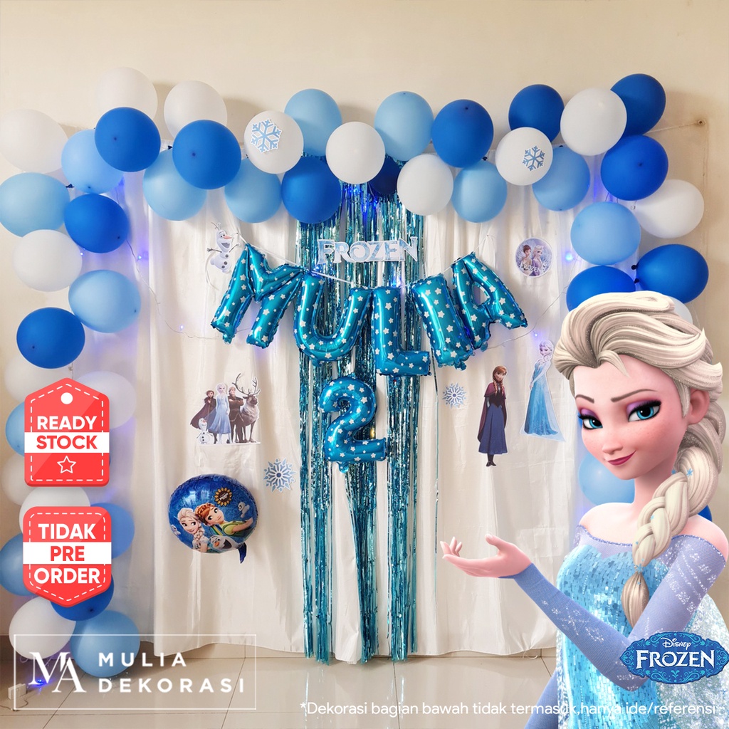 Backdrop Dekorasi Ulang Tahun Happy Birthday 1 set paket Tirai Pesta Anak Paket Frozen