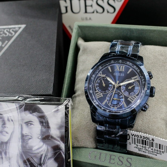 JAM TANGAN PRIA WANITA | RANTAI | KULIT | KARET | MURAH | WANITA GUESS ORIGINAL NAVY STAINLESS STEEL