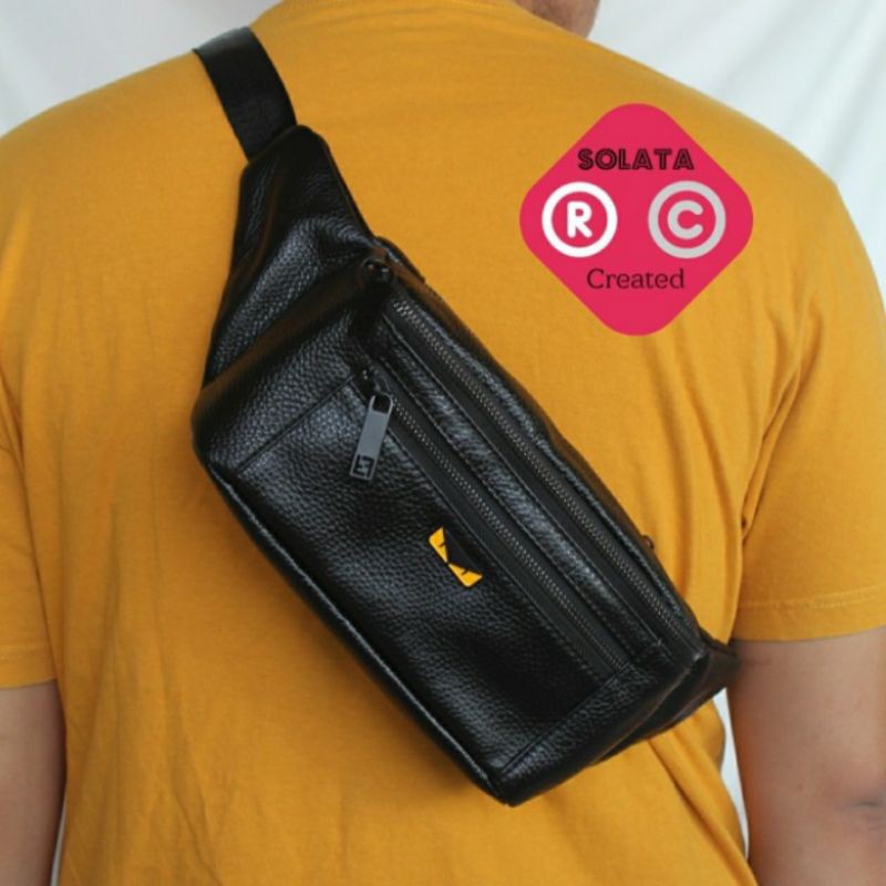 Tas Selempang pria / slingbag pria kulit asli / Waistbag kulit asli