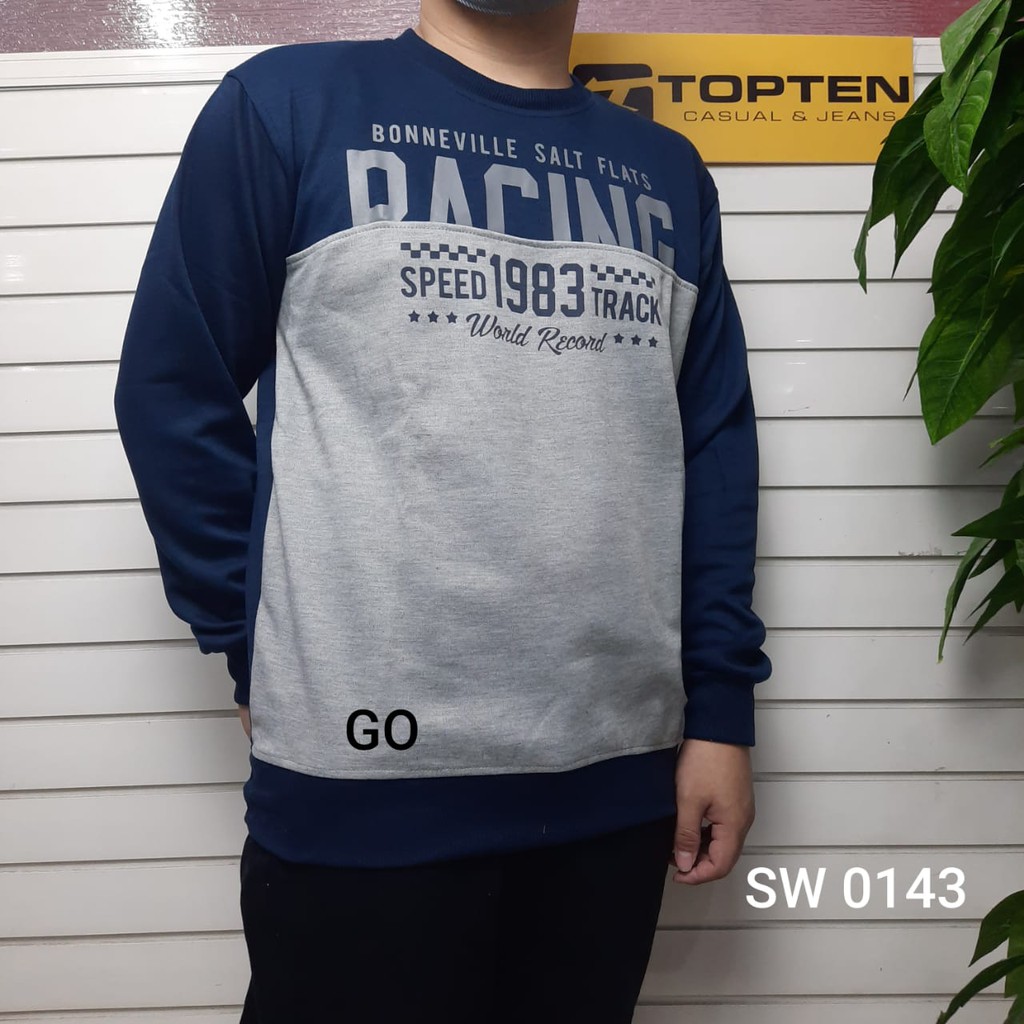 gof SWEATER TOPTEN OBLONG Pakaian Pria Outerwear Sweater Original Casual Santai Motif Lengan Panjang