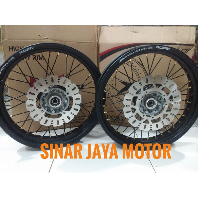 sepaket velg velk supermoto crf 150l paketan xd 300x350x17 plus cakram piringan