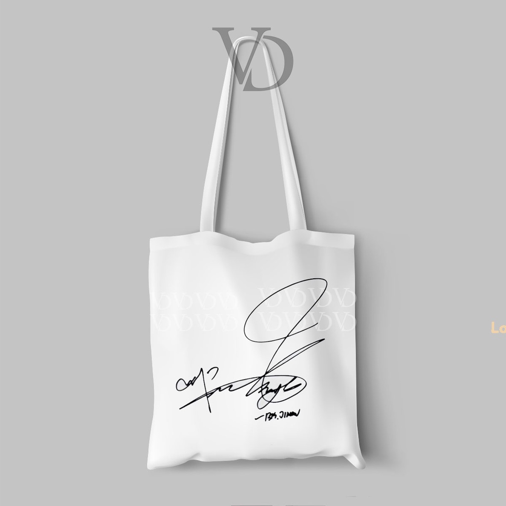 TOTE BAG BAHAN KANVAS MOTIF KOREAN signature / totebag kpop