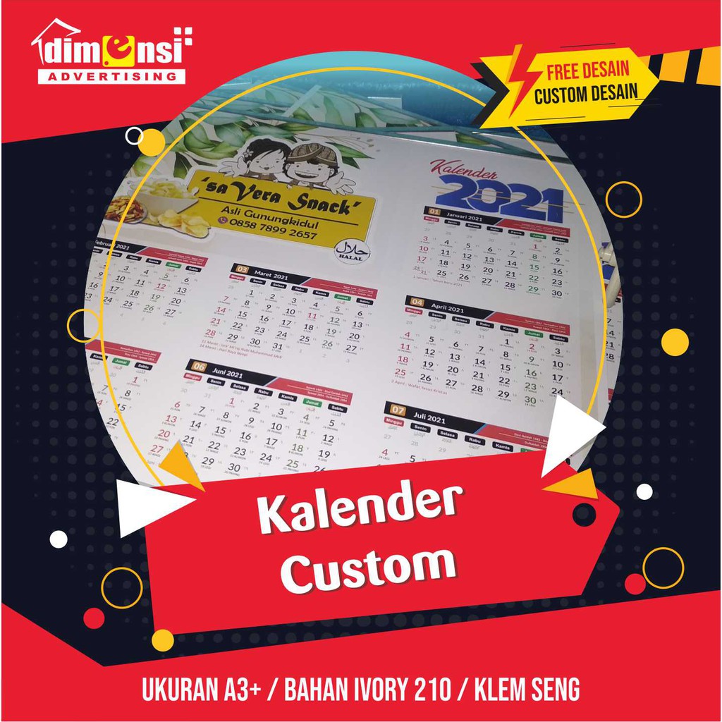 Jual Kalender Custom Uk. A3+ / 12 Bulan 1 Lembar Klem Seng (MINIMAL 5 ...