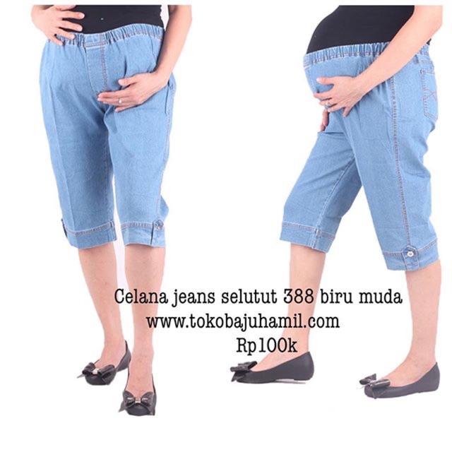 Celana selutut jeans 388 birumuda