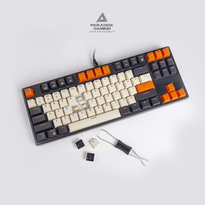 PARADOX GAMING KEYBOARD GHOST87 V2 YELLOW SWITCH/HOTSWAP BLACK CASE