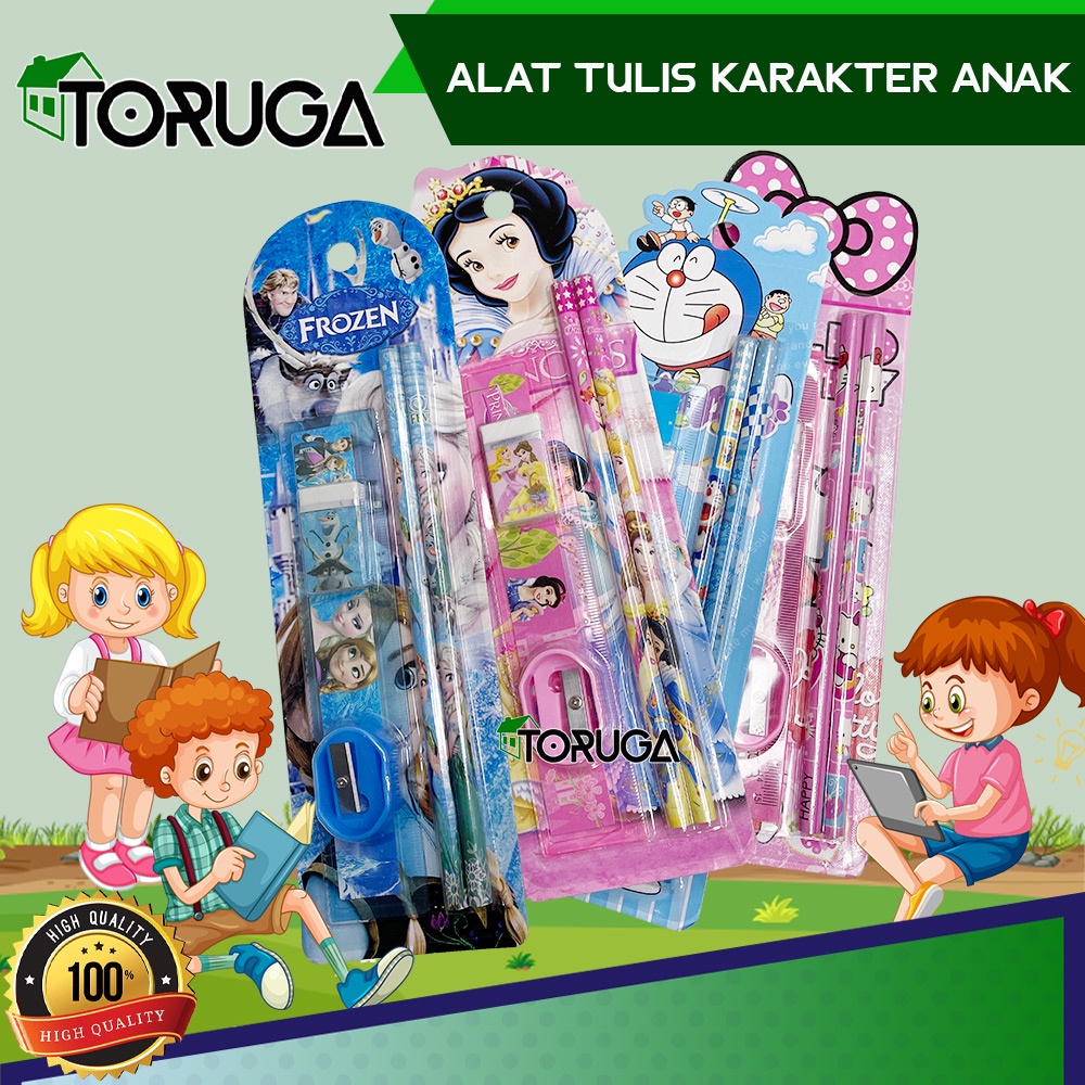 SET ALAT TULIS SEKOLAH 5 in 1 KARAKTER LUCU / MINI STATIONERY