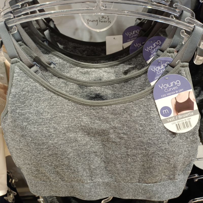 YOUNG CURVES BRA SPORT TALI KECIL Black,White & Grey