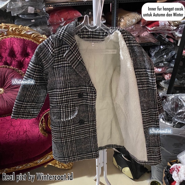 CHLOE Wool coat plaid for kids mantel anak cewek wol hangat jaket perempuan winter musim dingin