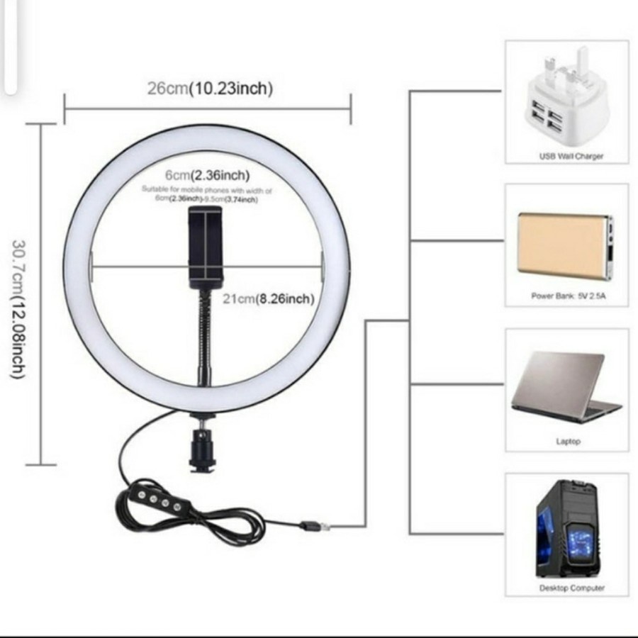 RING LIGHT SELFIE 26CM - RING LIGHT 1SET 26CM + TRIPOD - LAMPU RING