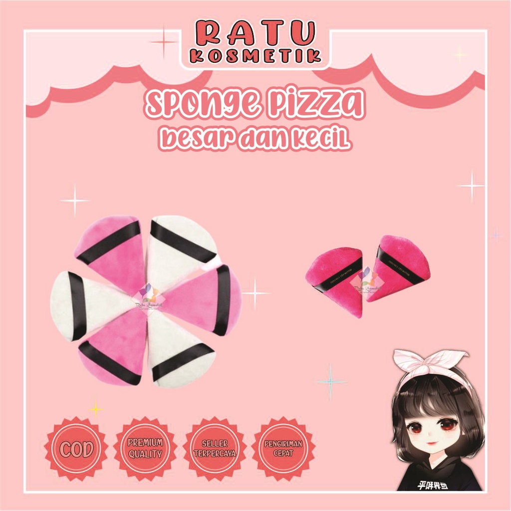 ❤ RATU ❤  Sponge Segitiga Pizza | Spon Bedak make Up Lembut | Puff Tools Besar Kecil