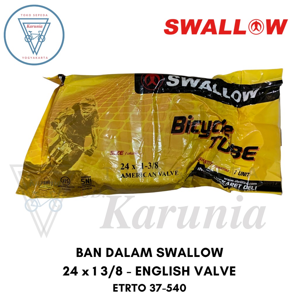 Ban Dalam 24 x 1 3/8 Swallow. ETRTO 37-540 Untuk Sepeda Balap Kursi Roda Lipat Kursi Roda Travelling