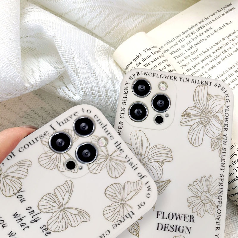 Soft Case Motif Kupu-Kupu Putih Untuk Iphone 6 6S 8 7 Plus 11 12 13 Pro Max X XS XR SE 2020