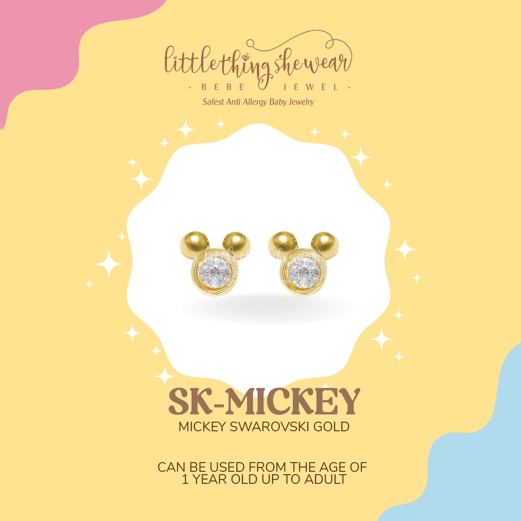 Anting Anak Littlethingshewear Mickey Swarovski Gold Toddler SK-MICKEY 0,5gr