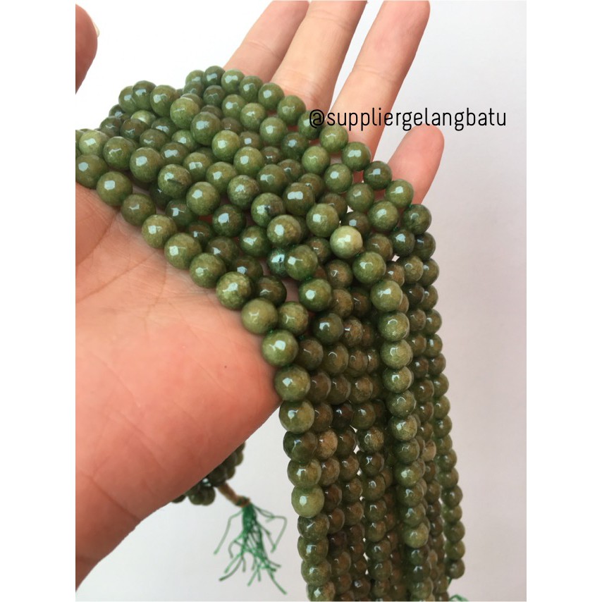 batu beads CUTTING 8mm moss agate hijau kilap grade A aksesoris korea green aksesoris supplier bahan