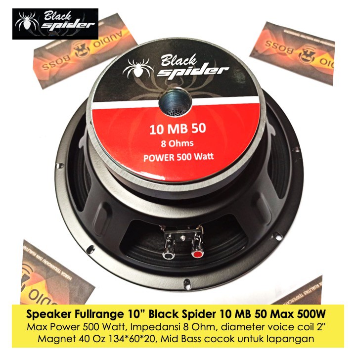 Speaker Full Range 10" 10 inch Black Spider 10 MB 50 Mid Bass Outdoor