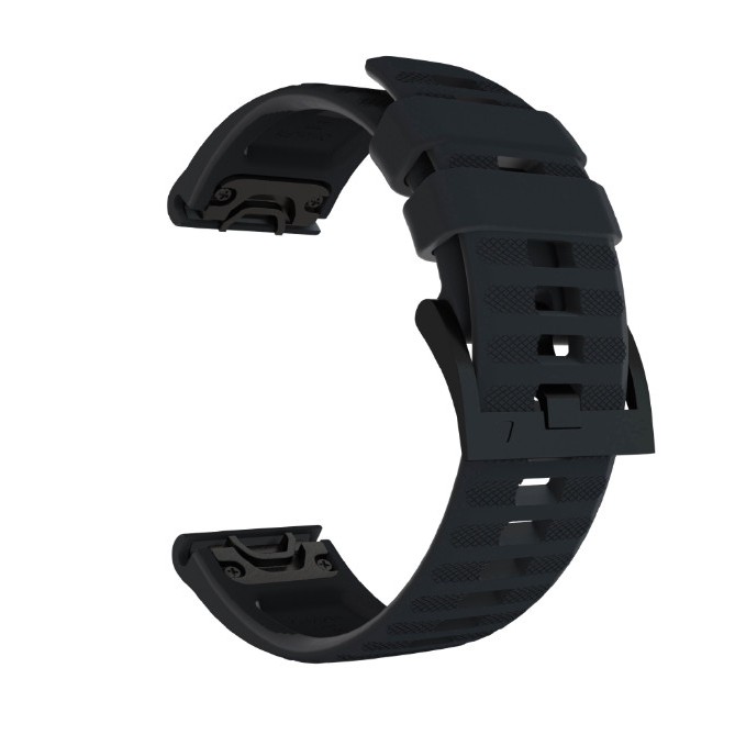 MF6P Watch Strap For Garmin Approach S60 - Tali Jam 22mm Quick Fit Rubber Black Metal Buckle