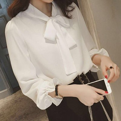 Blouse wanita terbaru leher tali simpul all-match scuba lotto lengan puff hijab big size korean stile 2022 indy blouse model kekinian baju viral baju atasan wanita