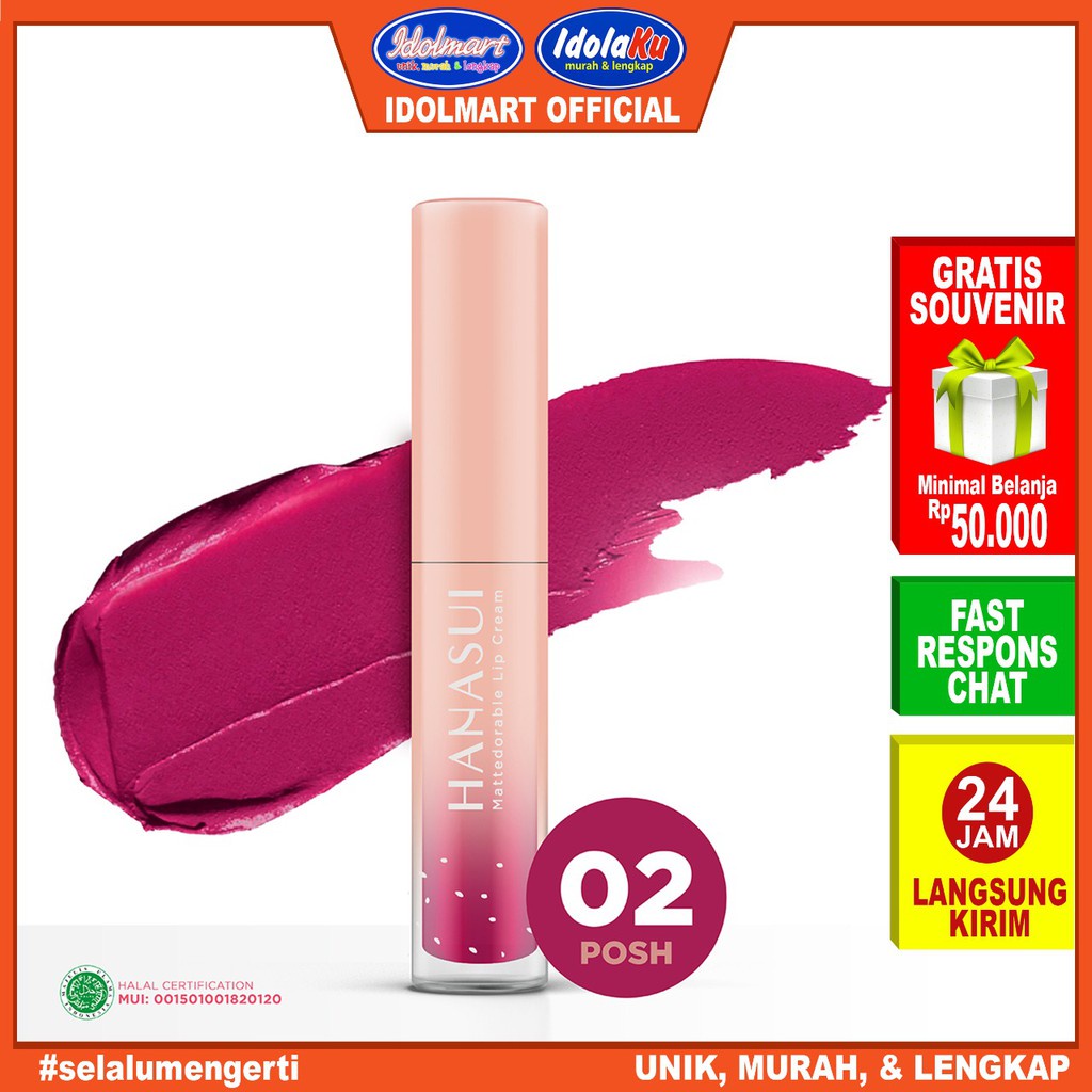 IDOLMART Hanasui Mattedorable Lip Cream - 02 Posh Idolmart Surabaya