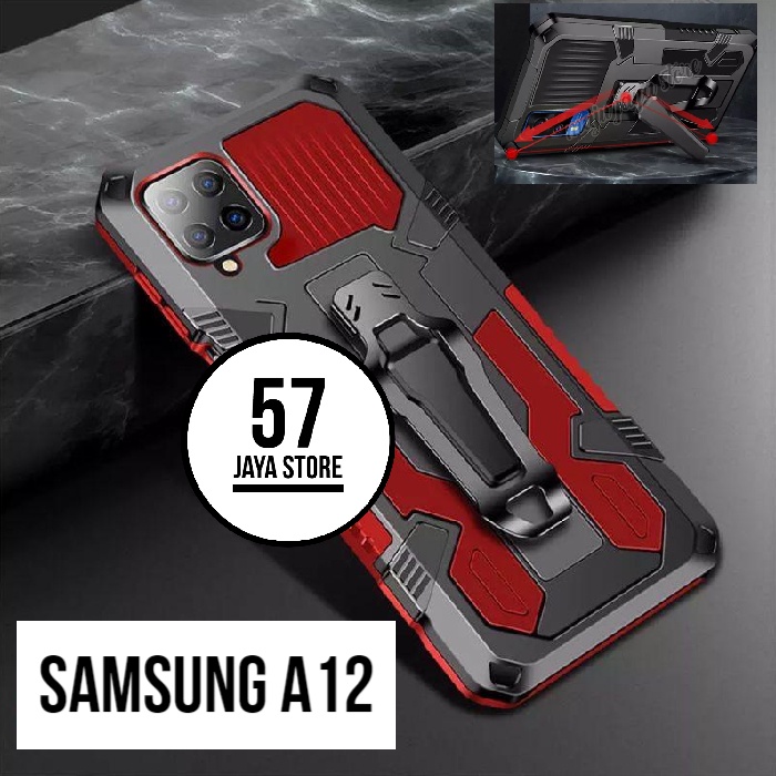 case robot Samsung A12 / M12 hard case model terbaru klip silicon standing case armor