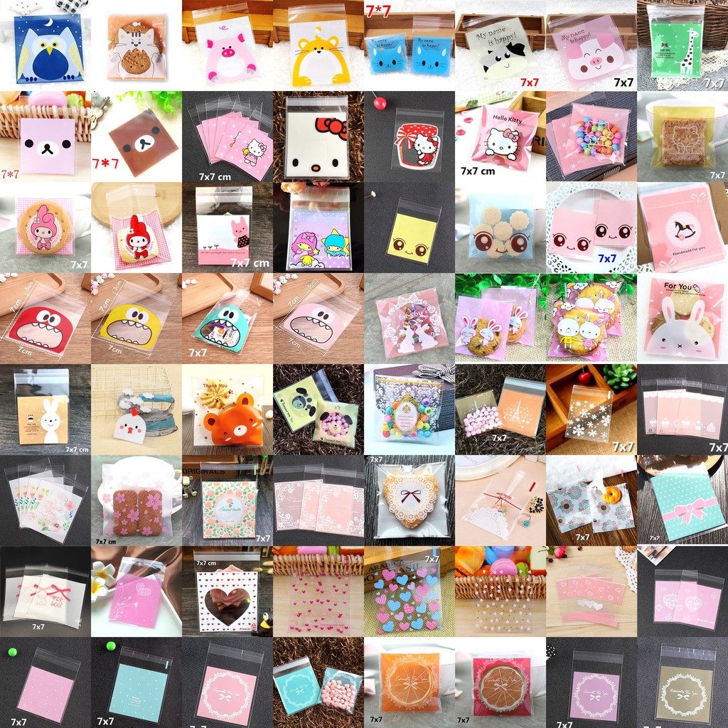 Supplier Grosir Plastik Kue Cookies Bag Fancy Kantong Permen OPP Terlengkap Termurah 7x7 + 3cm