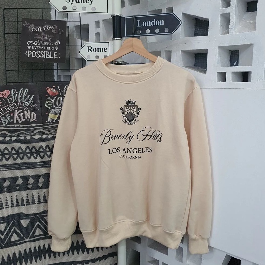 Sweater Wanita Terbaru Motif Beverly Hills Bahan Pleece Korean Style