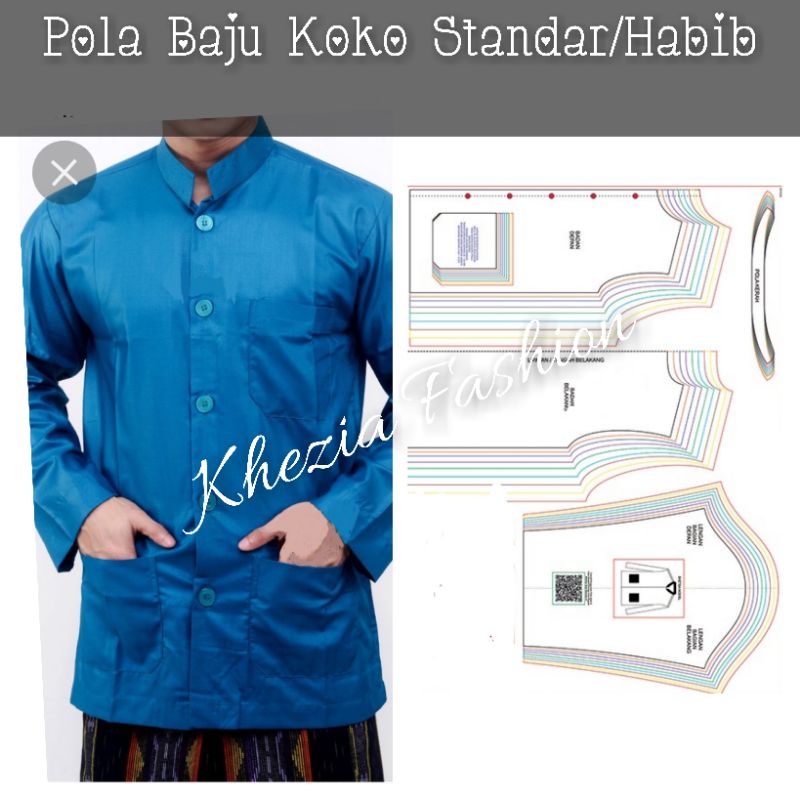 Pola Baju Koko Pria Standar Pola Baju Koko Habib Size S M L XL