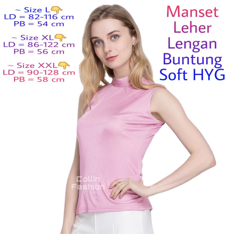 Manset Leher Premium / Tanktop Turtle Neck Lengan Buntung Soft