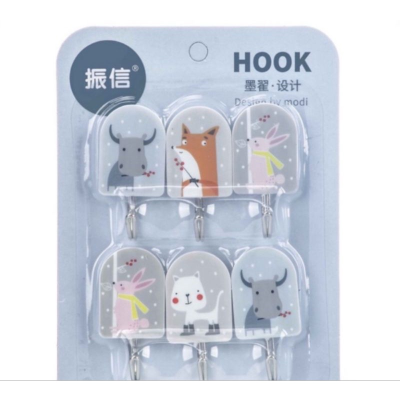 Gantungan Barang Baju Hook Karakter ANIMAL isi 6pcs (Kode Animal)