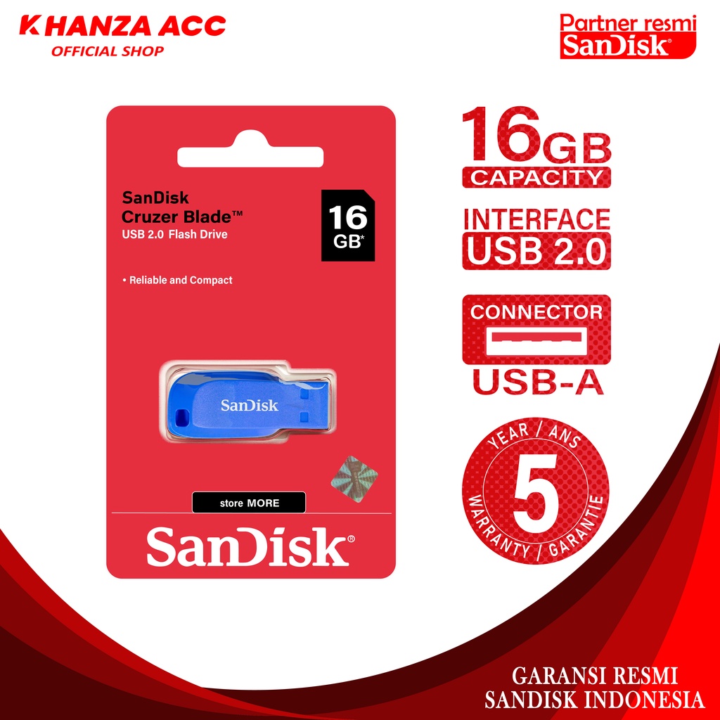 KHANZAACC FLASHDISK SANDISK CRUZER BLADE 16GB