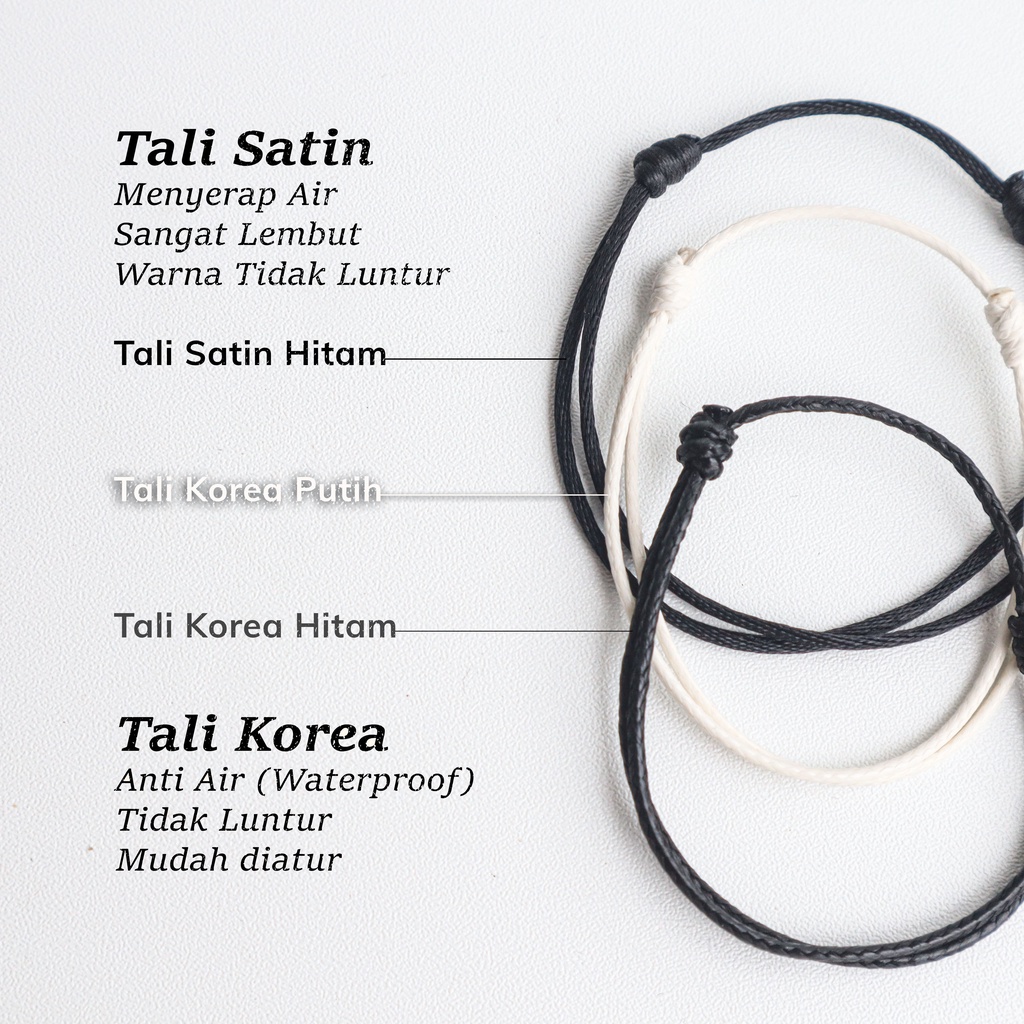 Gelang Nama Inisial Custom Huruf Untuk Couple &amp; Persahabatan Bulat Hitam Tali Satin (Harga1 PCS)