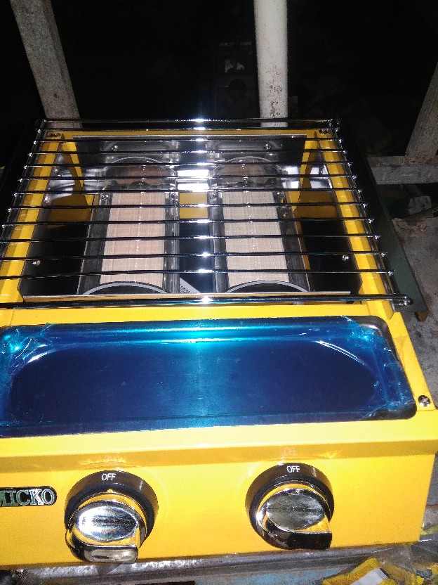 Kompor Panggang Sosis Seafood Omicko 2 Tungku + Kaca Pengaman/kompor Grill Pemanggang Sosis Bbq Sate