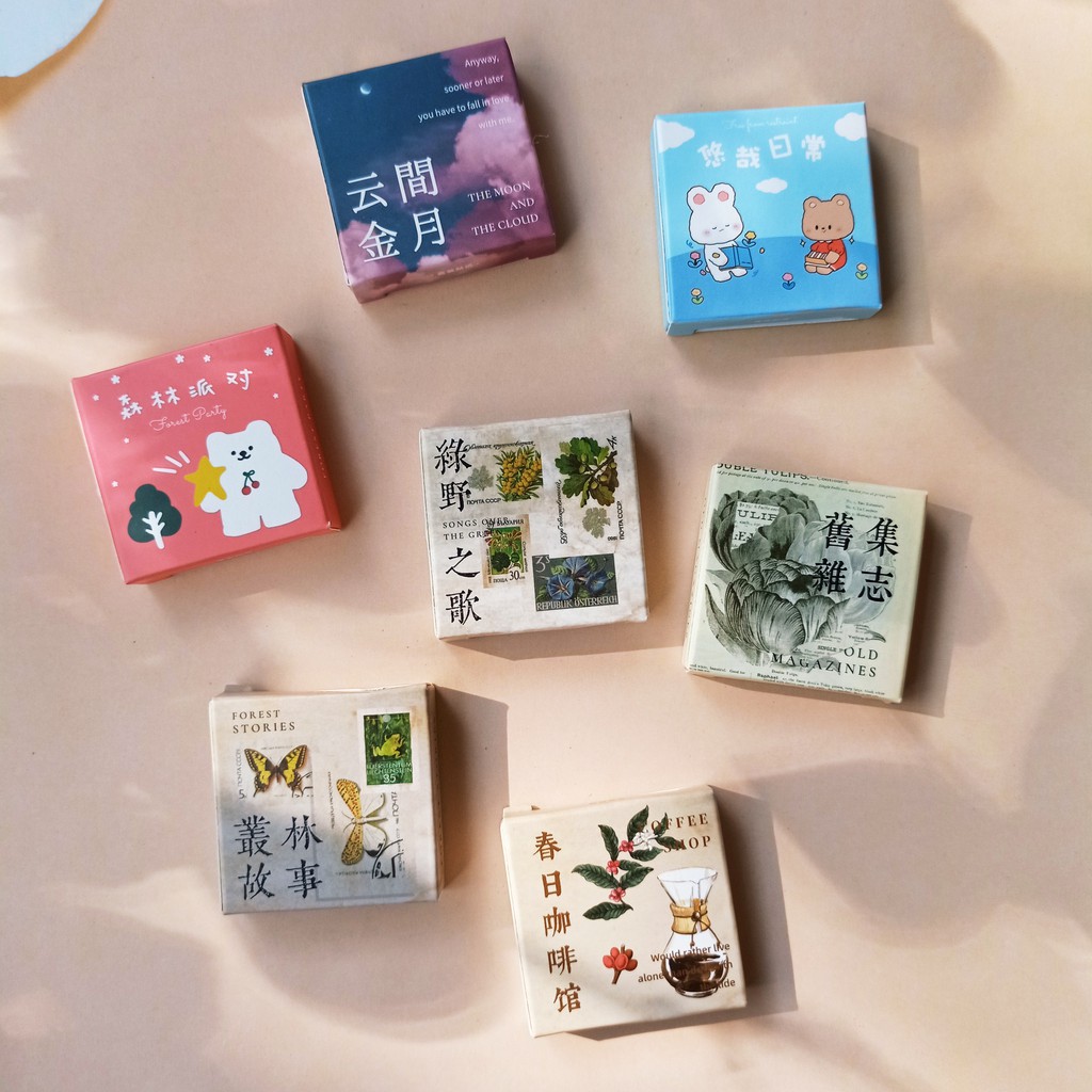 

45pcs Sticker Aesthetic Lucu Box New Series Cute Retro Vintage Deco BuJo Jornal Diary DIY