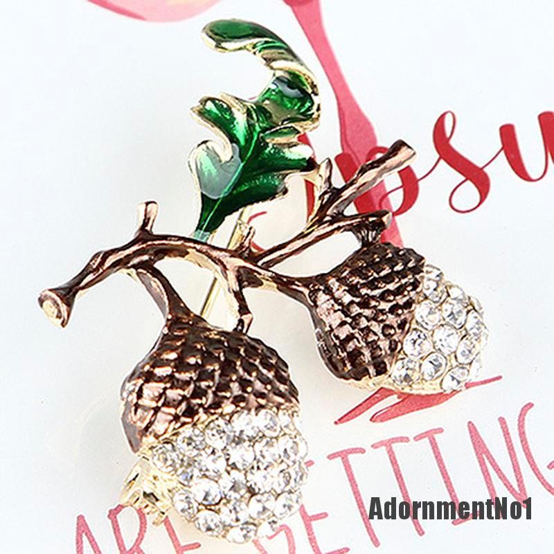 (Adornmentno1) Pin Bros Bentuk Kacang Polong Hiasan Kristal + Berlian Imitasi