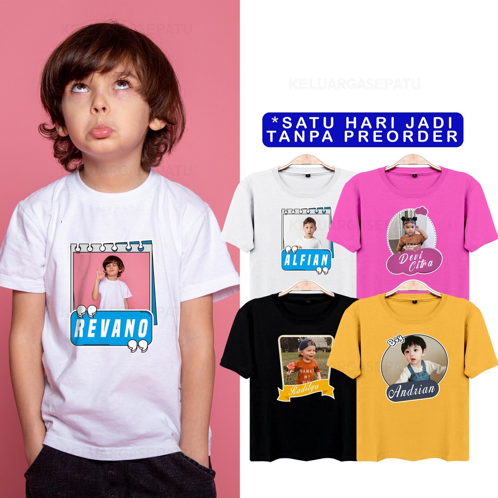 KAOS FOTO NAMA ANAK CUSTOM SABLON POTO ANAKK LUCU CEWE COWO KAOS CUSTOM NAMA DESIGN BEBAS SUKA SUKA ANAK CEWEK COWOK USIA 2 SAMPAI 12 TAHUN COTTON COMBED 30S MURAH MERIAH