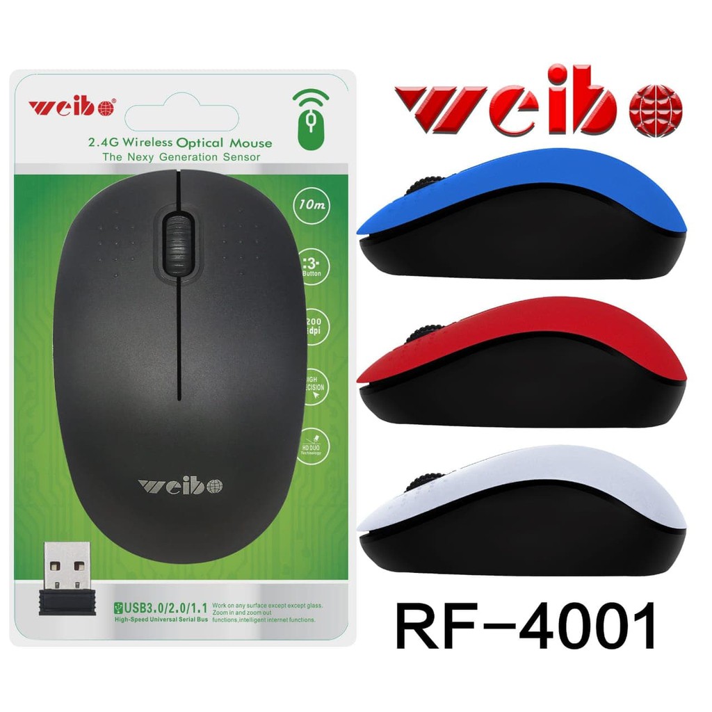 Limited! MOUSE WIRELESS WEIBO SLIM WITH USB RECEIVER 2.4G RF 4001 LAPTOP