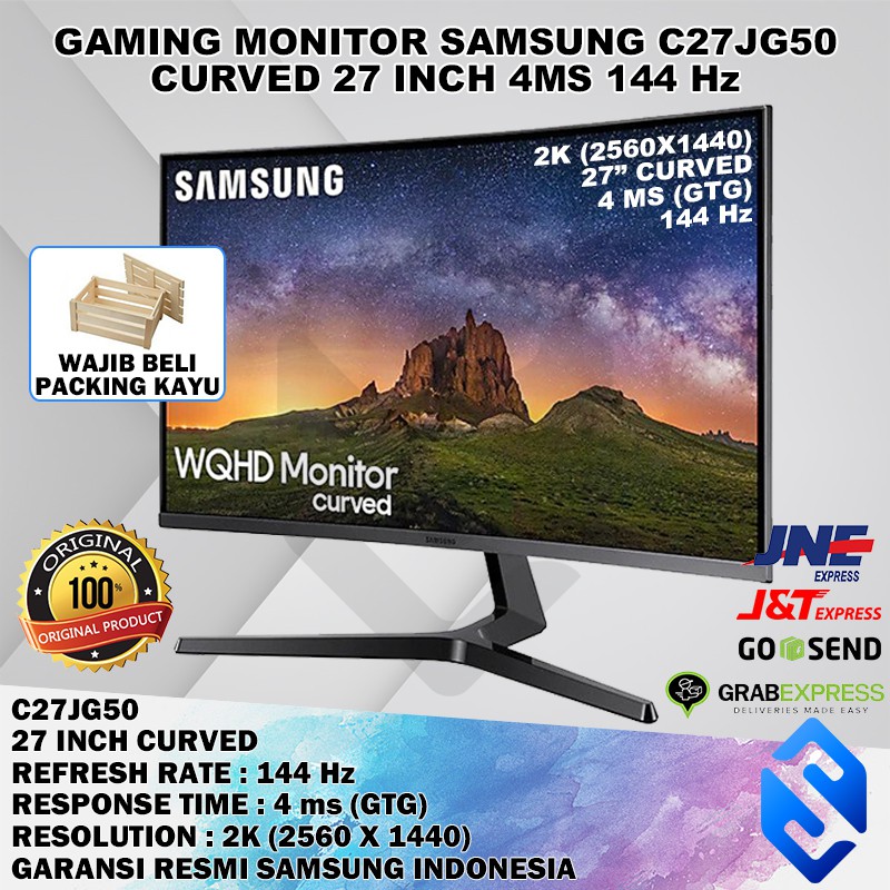 GAMING MONITOR SAMSUNG C27JG50 27 INCH 2K 144Hz 4ms MURAH