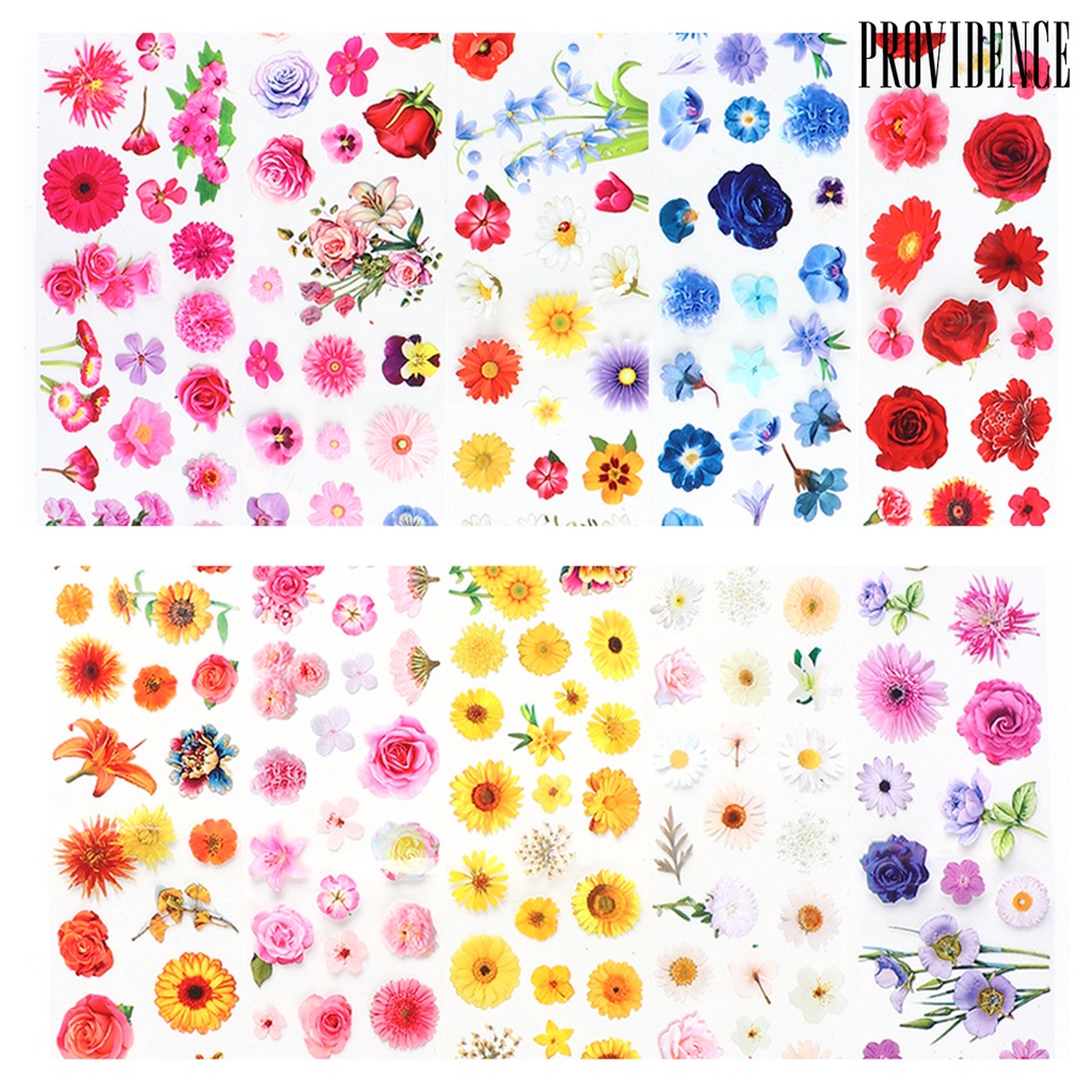 Providence 10Pcs Women Long Lasting Shiny Flowers Manicure Decor Starry Sky Transfer Nail Art Sticker for Daily Life